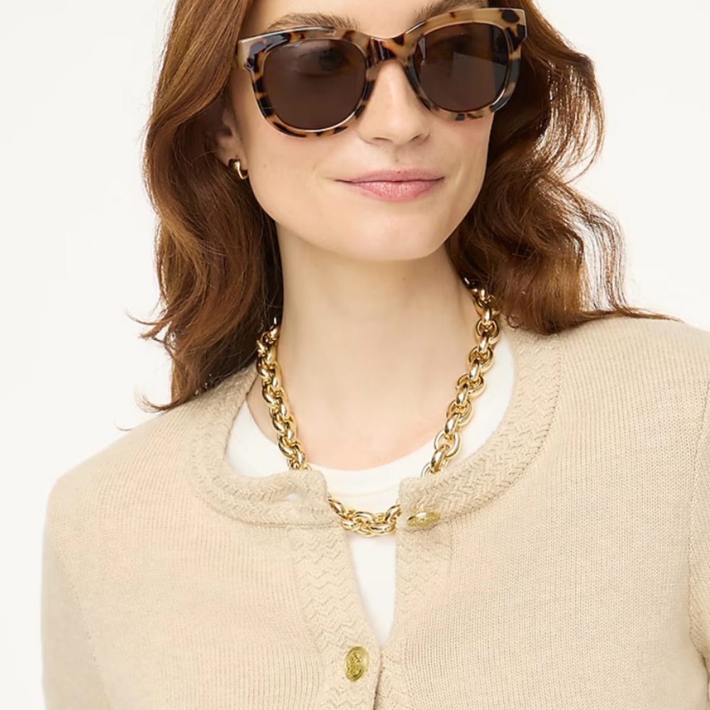 J. Crew Light Heather Khaki Cotton Cardigan Sweater Lady Jacket  NWT